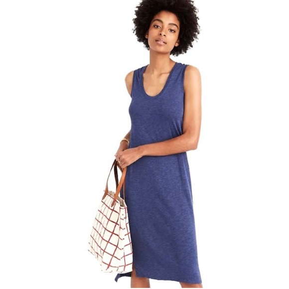 Madewell Dresses & Skirts - Madewell Women’s XS Navy Blue Jersey Knit Tank Midi Sleeveless Dress w/Slits EUC